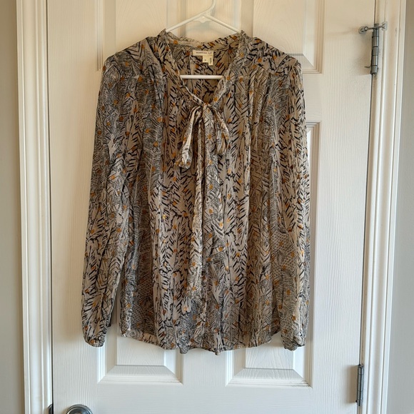 Printed Anthropologie Blouse w/ Neck Tie  - Size M - Picture 1 of 5